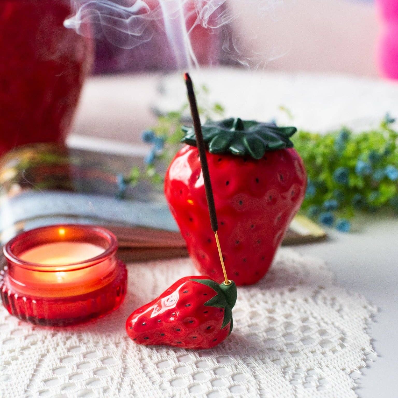 Strawberry Incense Holder | Ceramic Decorative Incense Stick Burner