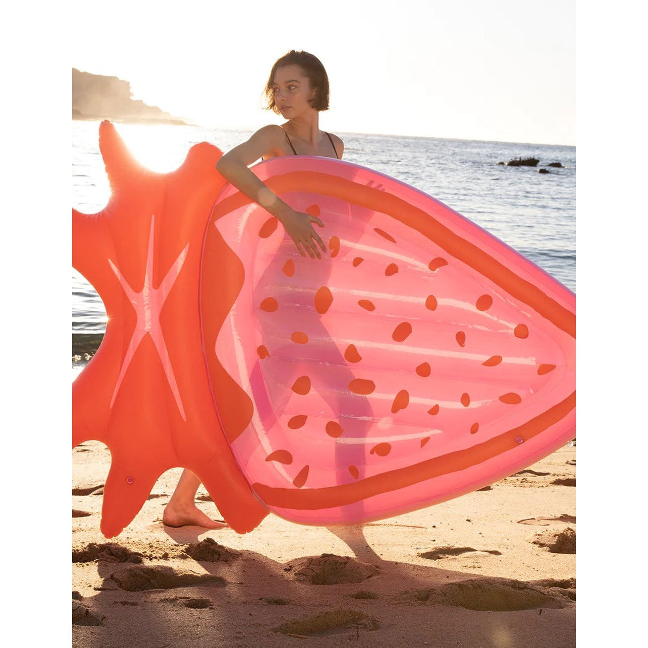 Strawberry Lie On Float | 75" x 53" x 9" Inflatable Lounger