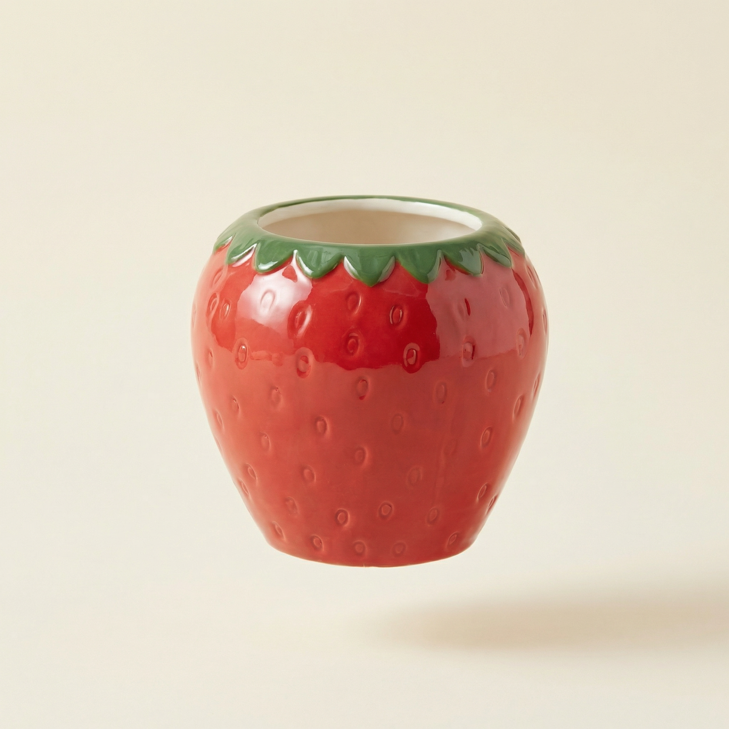 Strawberry Shaped Ceramic Mini Planter Pot 4.75"