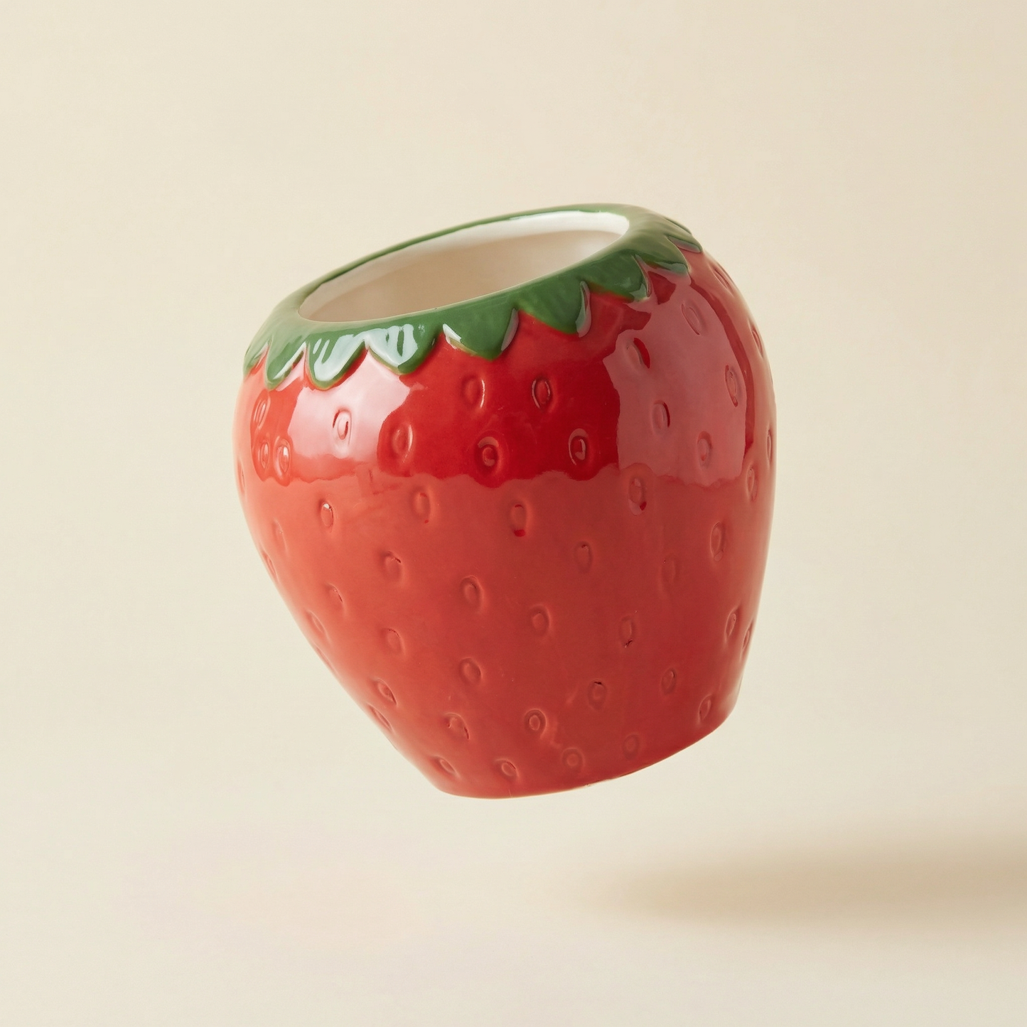 Strawberry Shaped Ceramic Mini Planter Pot 4.75"
