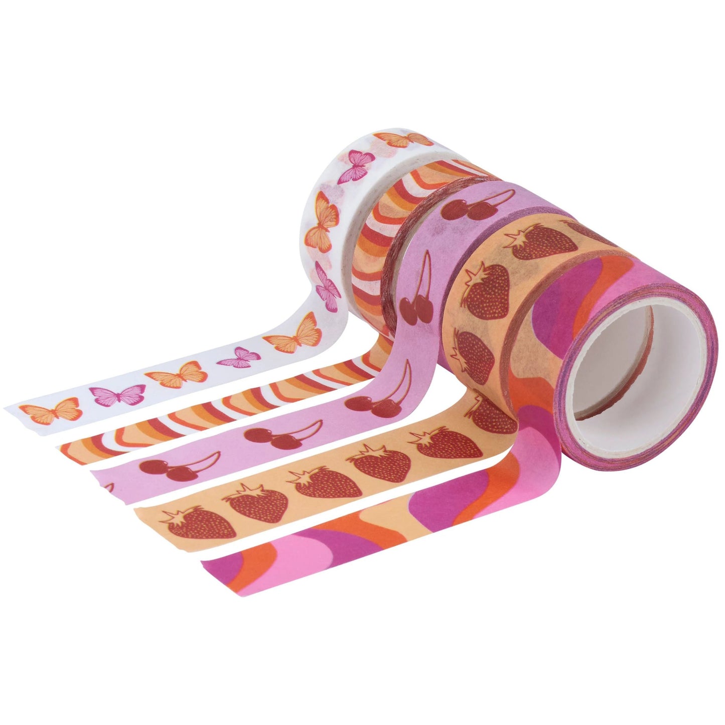 Decorative tape with colorful patterns on a white background