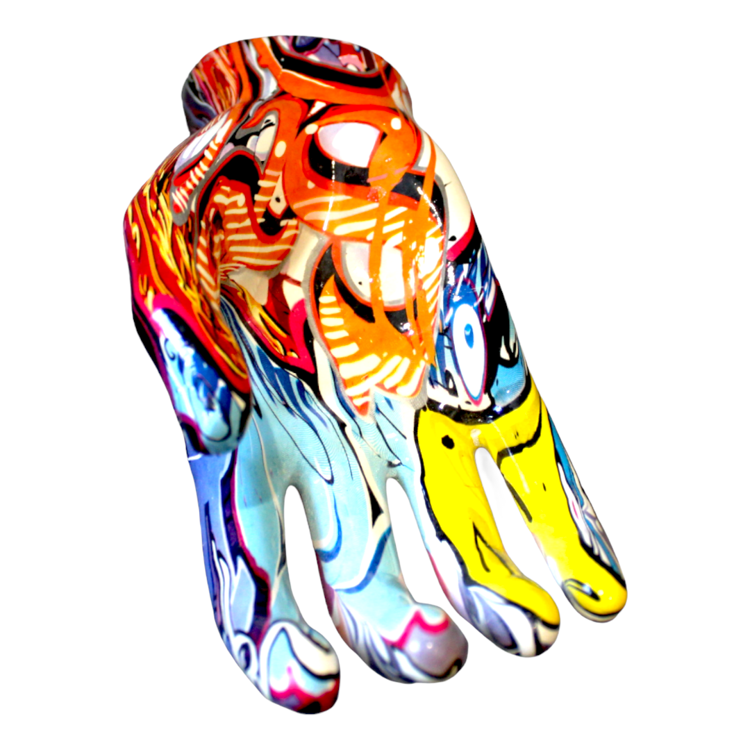 Street Art Hand Out Wall Mount Sculpture | Colorful Urban Hand Wall Art | 8" Tall