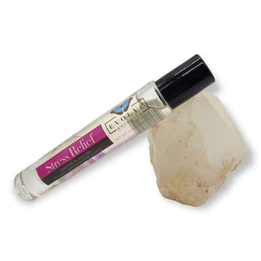 Stress Relief Gemstone Essential Oil Roll On | Aromatherapy Self Care Perfume Oil | 10ml
