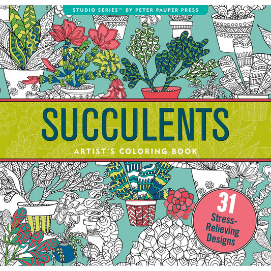 Succulents Adult Coloring Book | 31 Relaxing Plants Illustrations