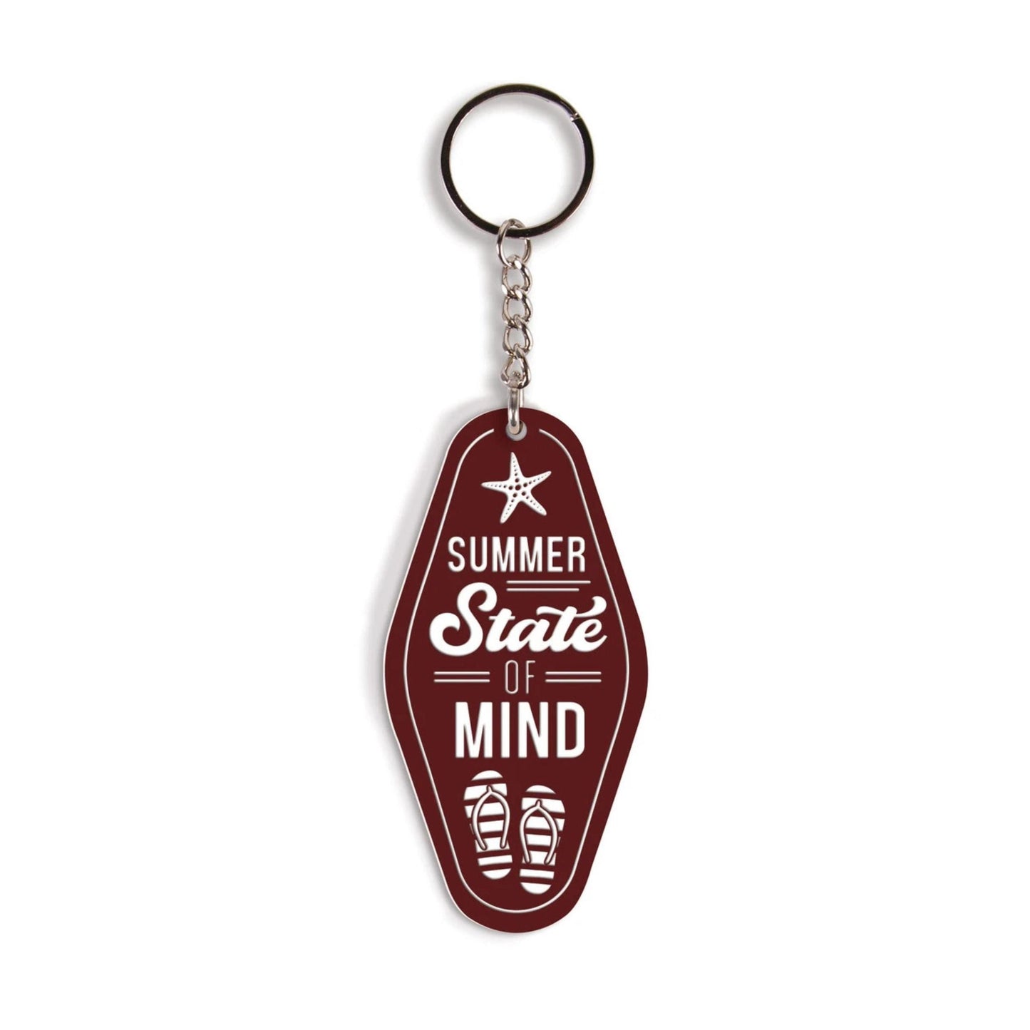 Keychain with 'Summer State of Mind' text on a white background