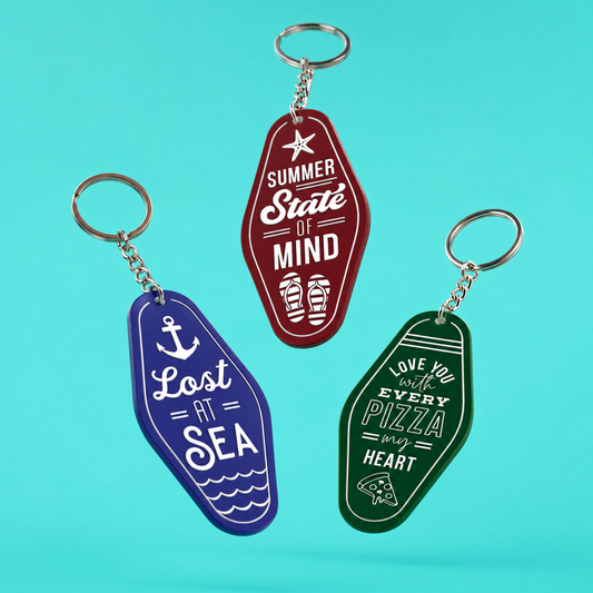 Summer Themed Motel Style Keychains | Funny & Cute Keychains