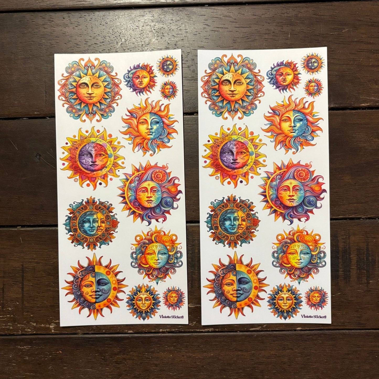 Sun & Moon Stickers | 4" x 8" | 2 Sheets