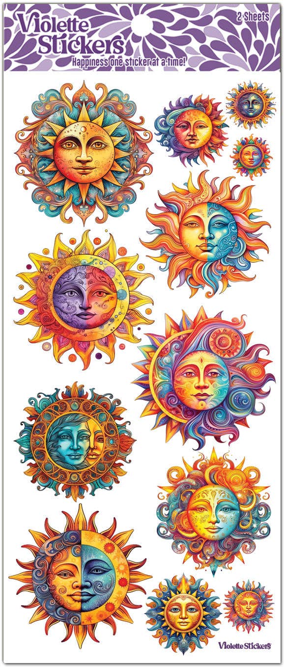 Sun & Moon Stickers | 4" x 8" | 2 Sheets