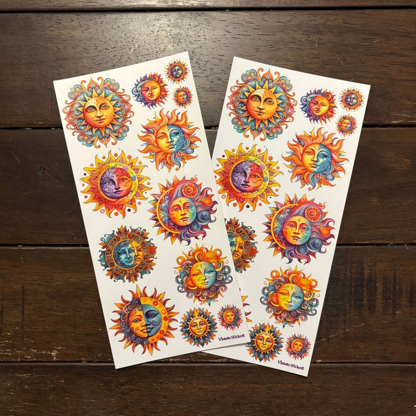 Sun & Moon Stickers | 4" x 8" | 2 Sheets