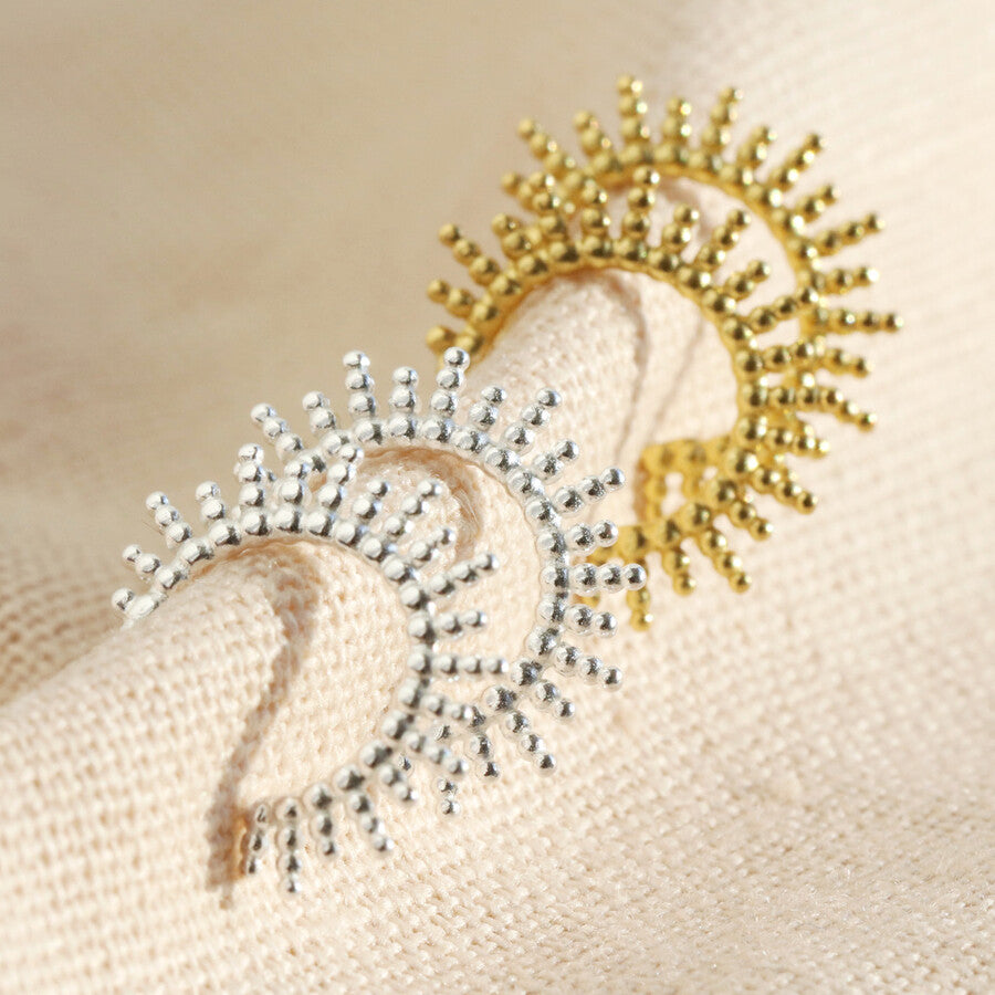 Sunbeam Hoop Earrings in Gold | Designed in the UK | 18K Gold Plated Sterling Silver