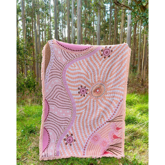 Sunray First Nations Throw Blanket or Beach Blanket | Extra Large 63" x 79" Woven Snuggle Blanket, Picnic Mat