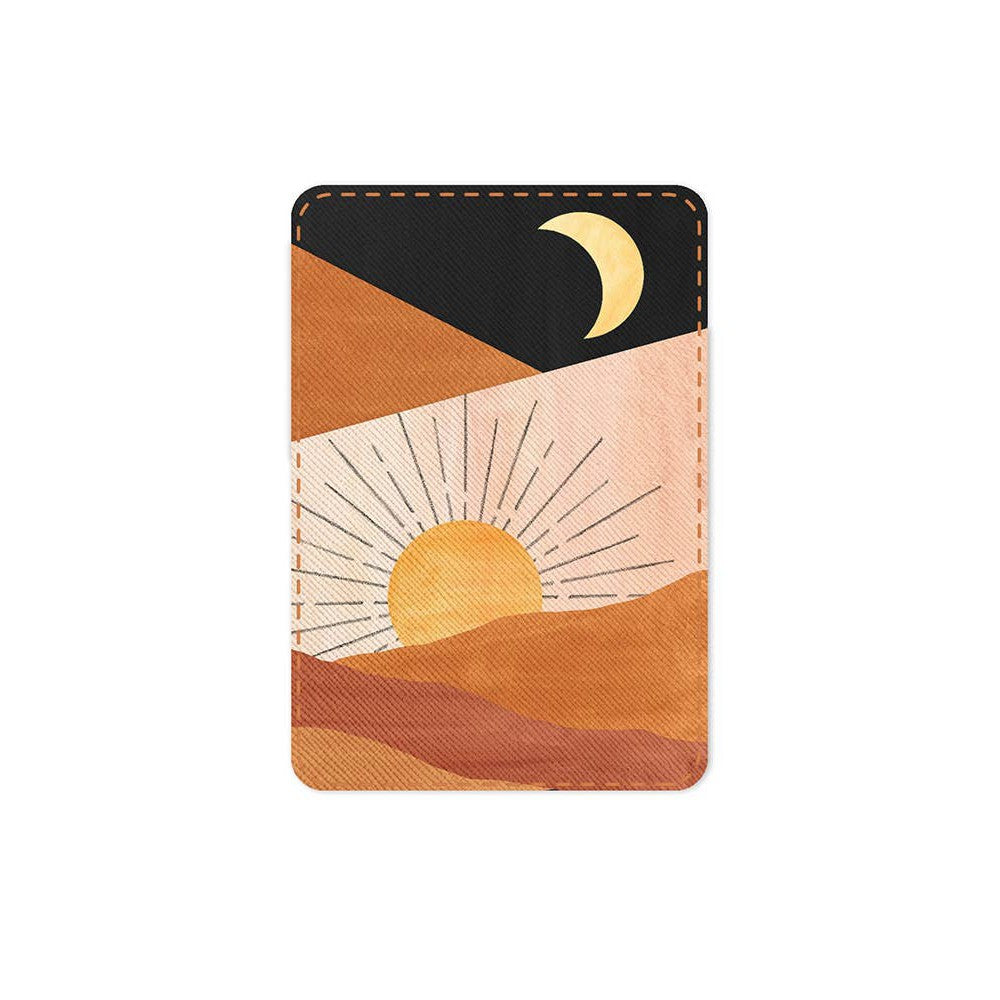 Sunrise Moon Stick-On Cell Phone Wallet | Two Pocket Design Cash ID Cards Holder