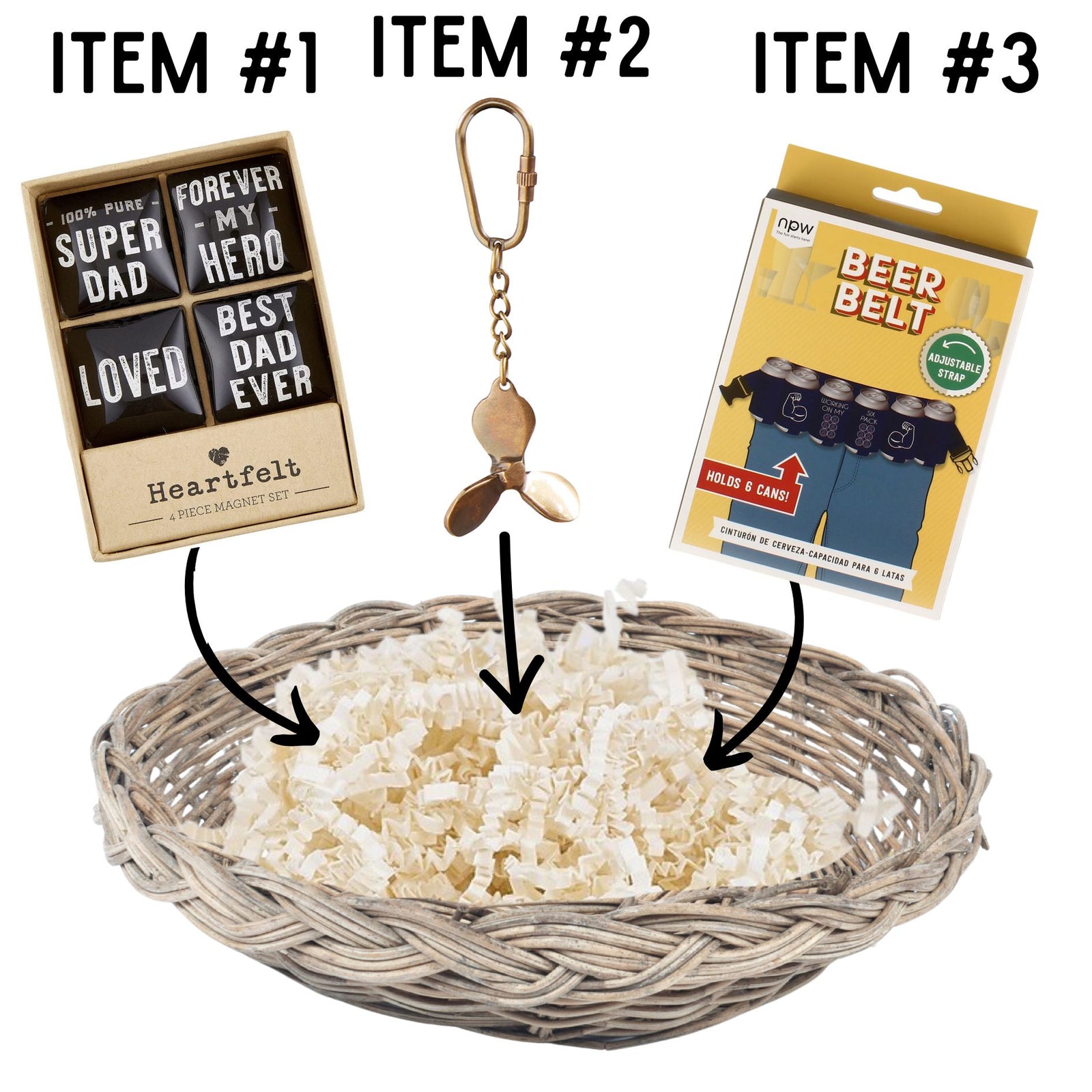 Super Dad Magnets Father's Day Gift Basket | 3 Gift Items in a Reusable Basket