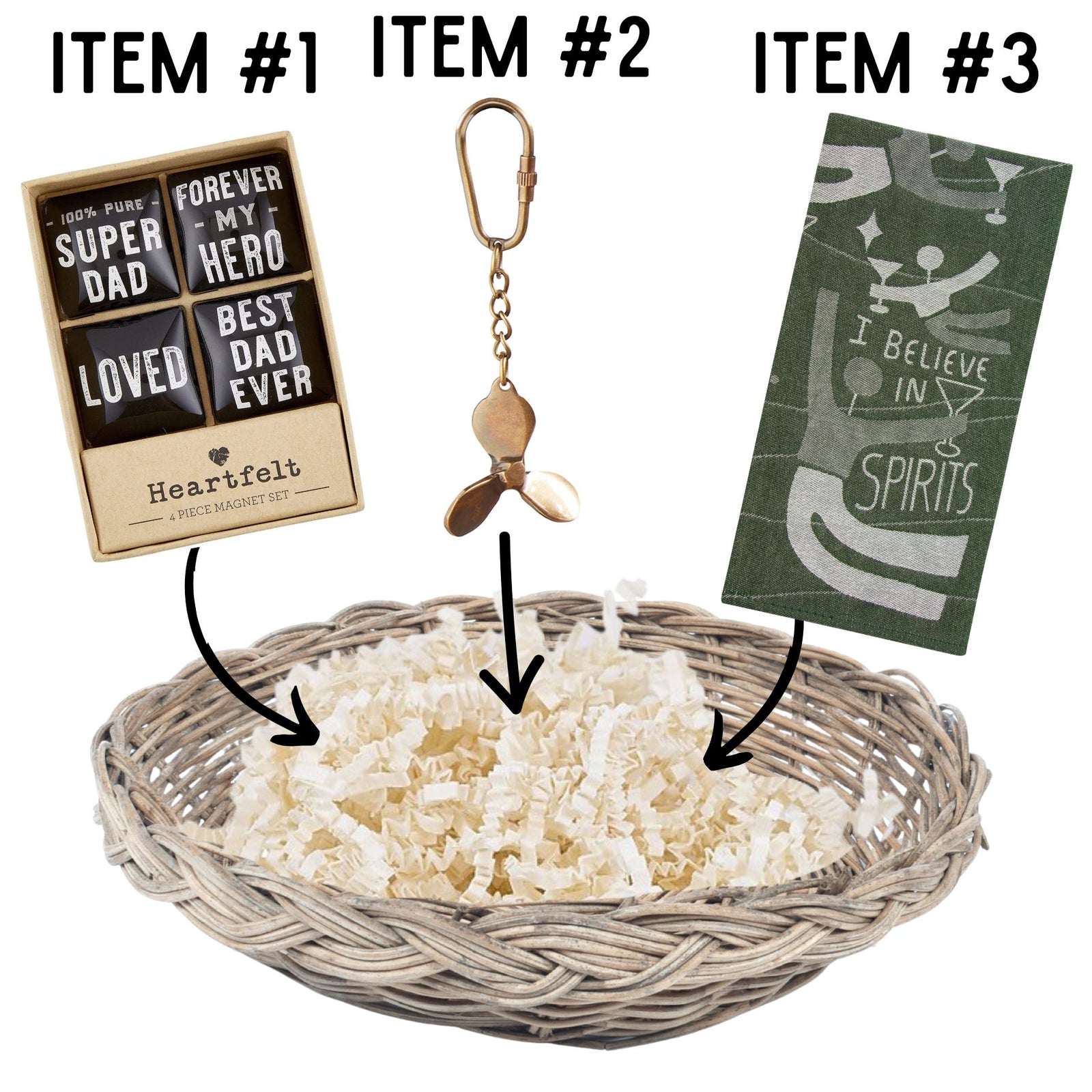 Super Dad Magnets Father's Day Gift Basket | 3 Gift Items in a Reusable Basket