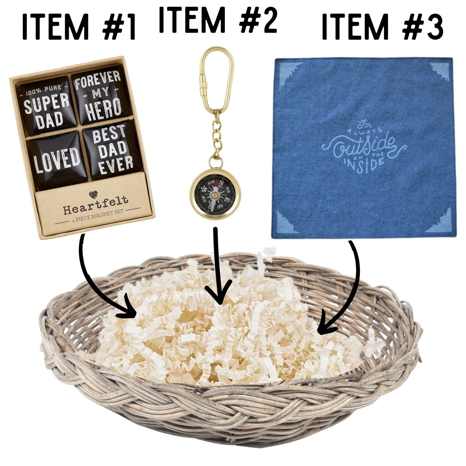 Super Dad Magnets Father's Day Gift Basket | 3 Gift Items in a Reusable Basket