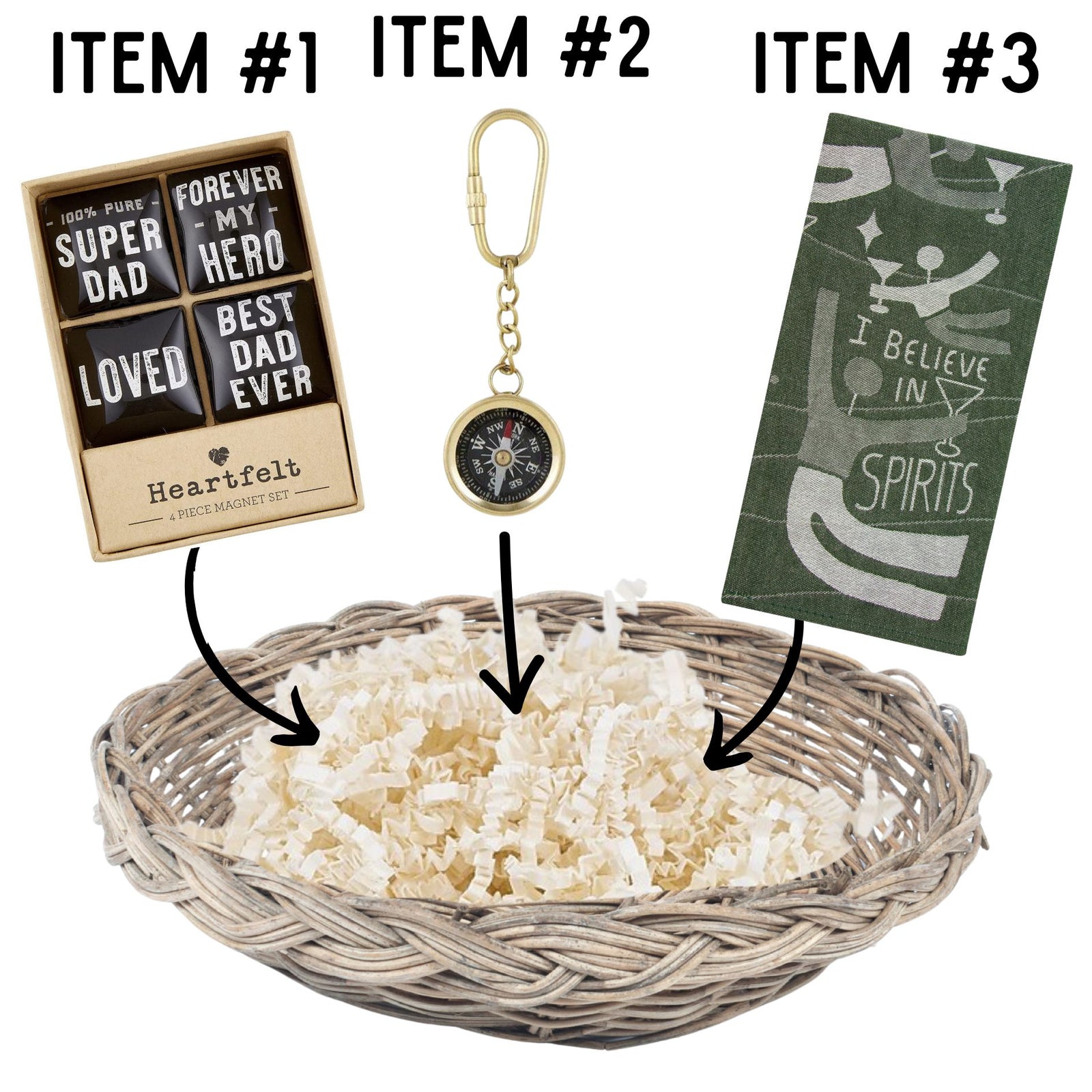 Super Dad Magnets Father's Day Gift Basket | 3 Gift Items in a Reusable Basket