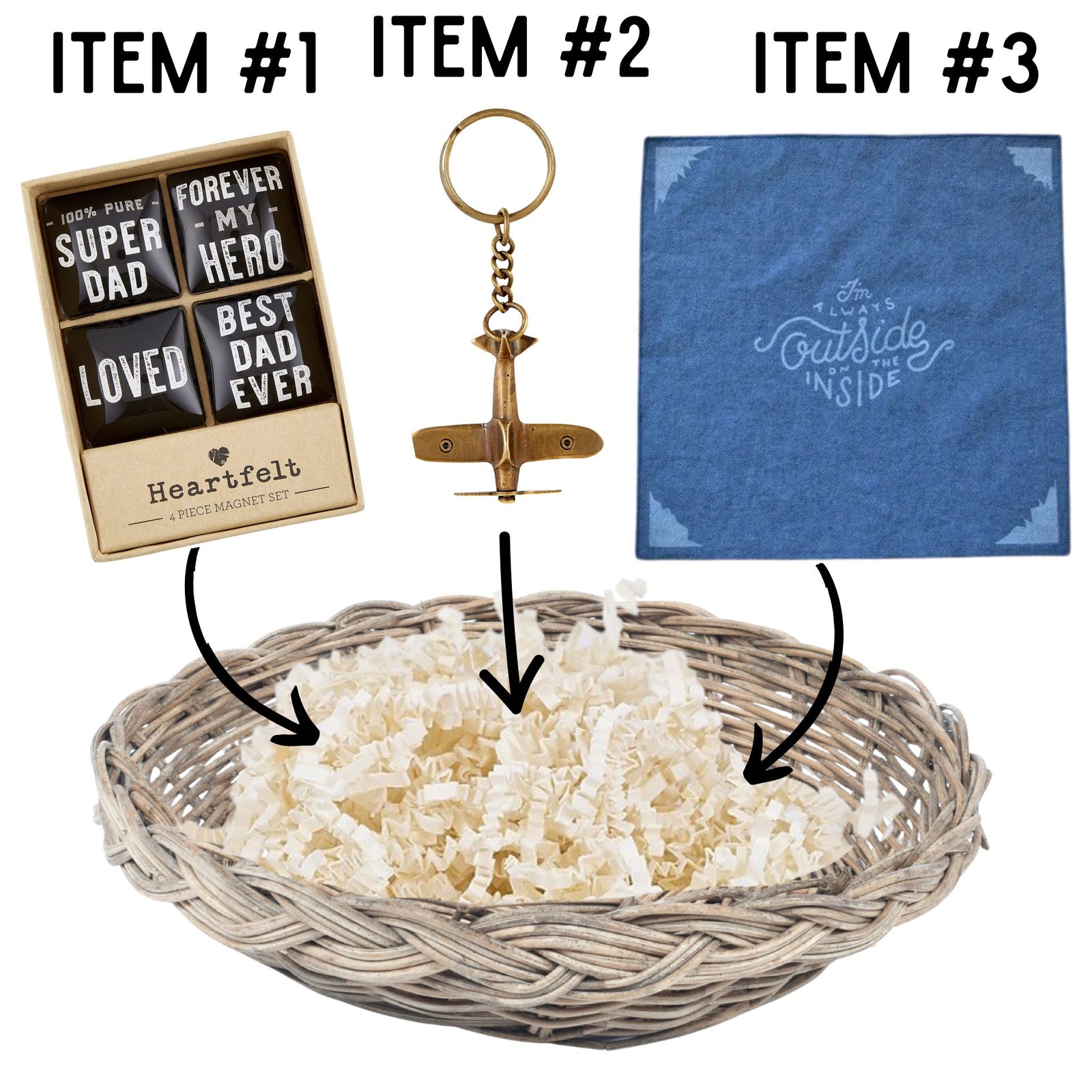 Super Dad Magnets Father's Day Gift Basket | 3 Gift Items in a Reusable Basket