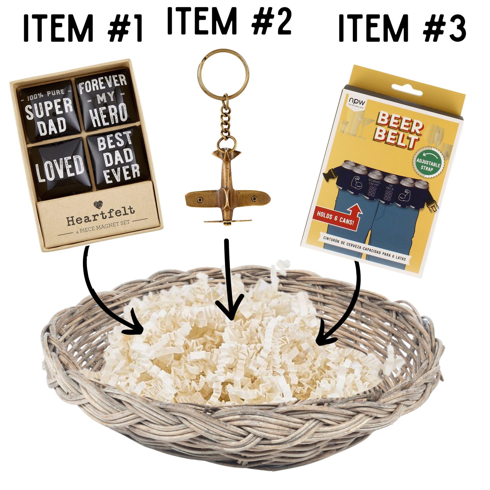 Super Dad Magnets Father's Day Gift Basket | 3 Gift Items in a Reusable Basket