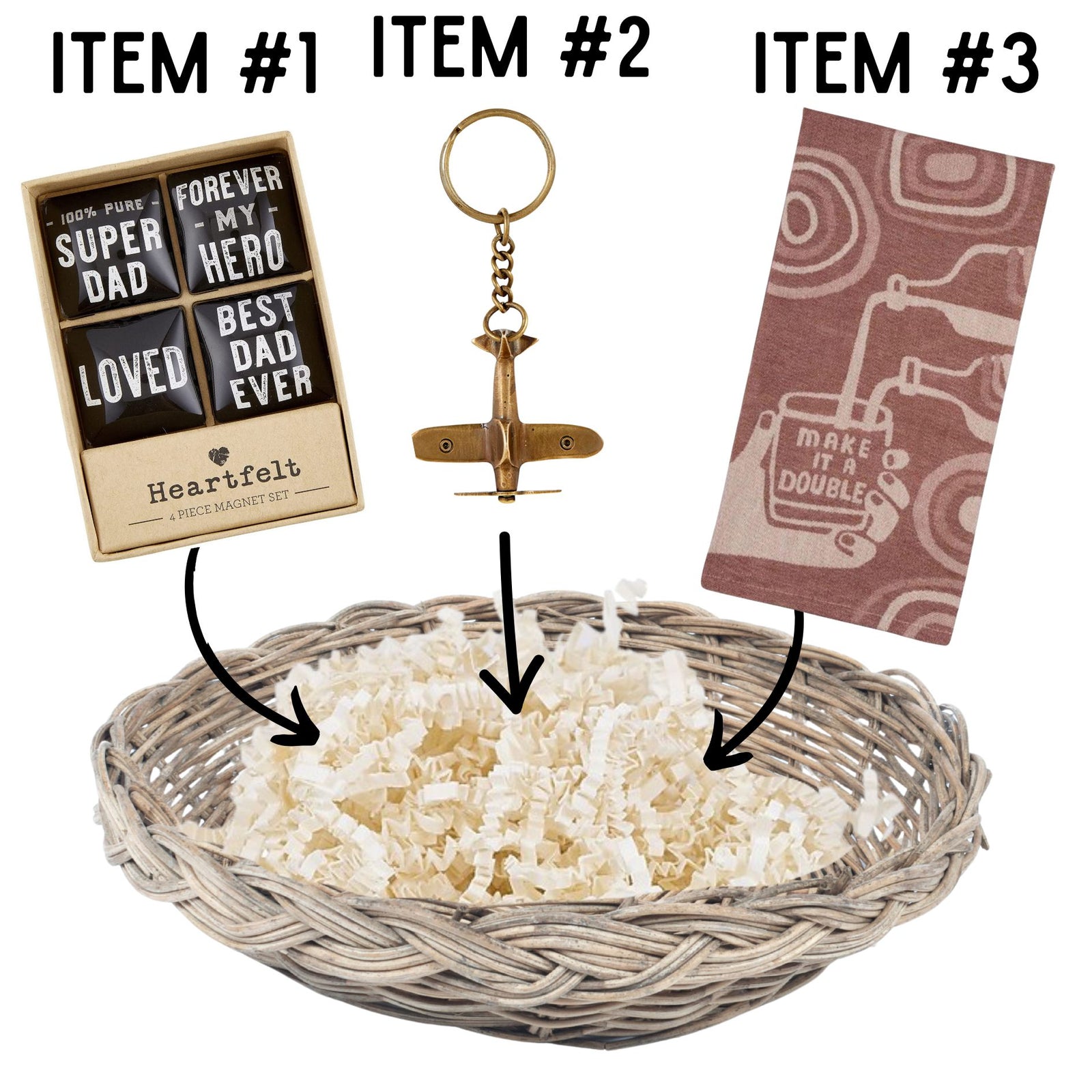 Super Dad Magnets Father's Day Gift Basket | 3 Gift Items in a Reusable Basket