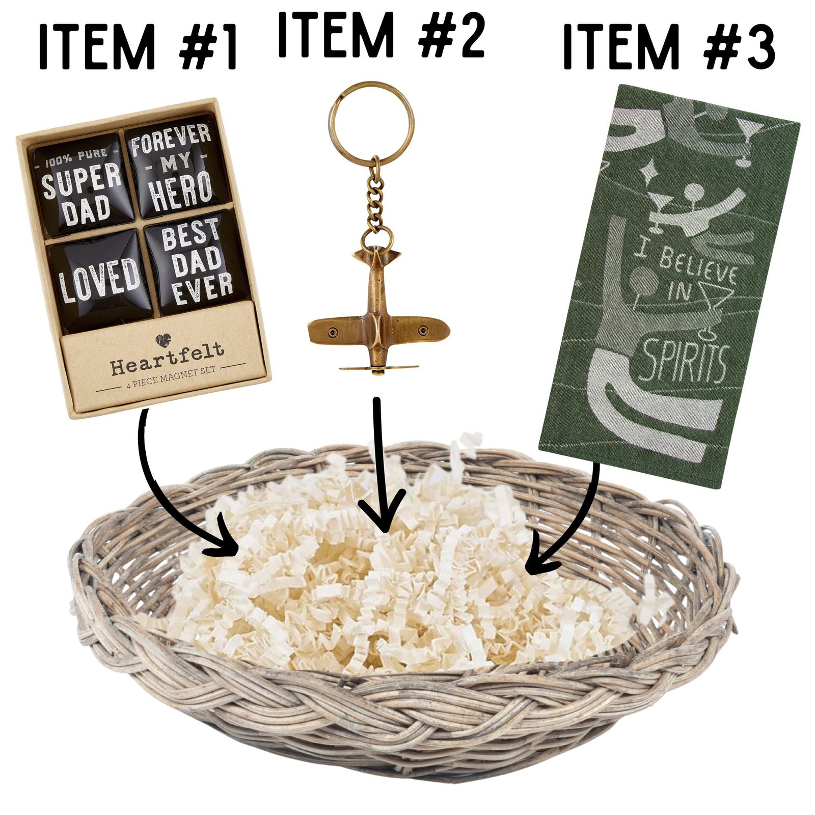 Super Dad Magnets Father's Day Gift Basket | 3 Gift Items in a Reusable Basket