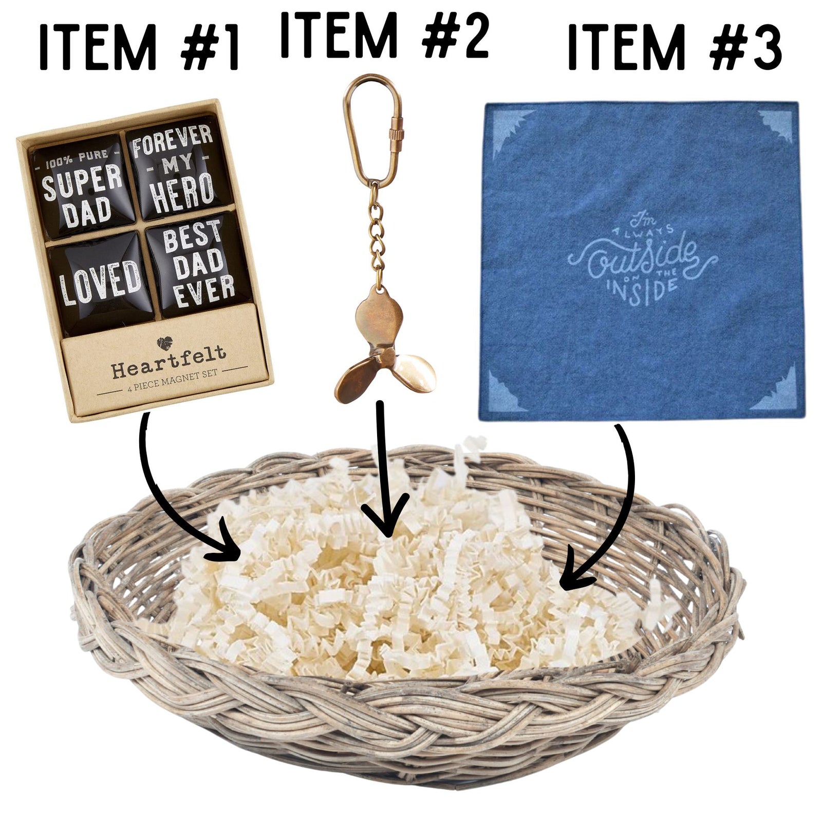 Super Dad Magnets Father's Day Gift Basket | 3 Gift Items in a Reusable Basket