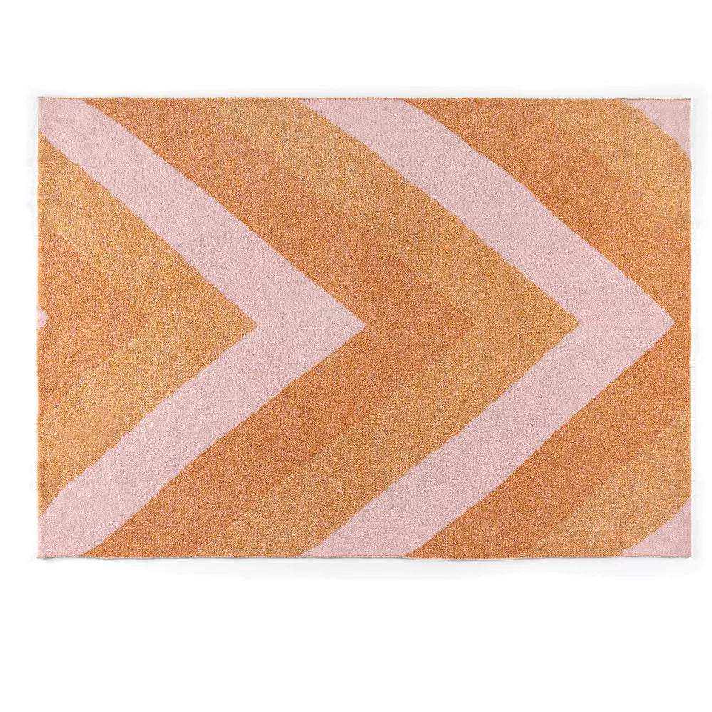 Super Soft Reversible Chevron Throw Blanket In Pink and Orange | 60" x 50" | Giftable