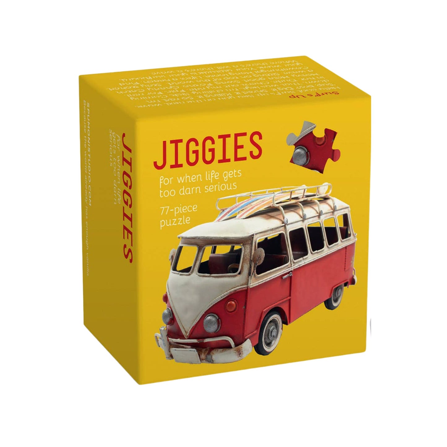 Surf's Up Jiggie Puzzle | Surf Camper Van Shaped Puzzle in Gift Box | Stocking Stuffer Mini Puzzle | 77 Pieces