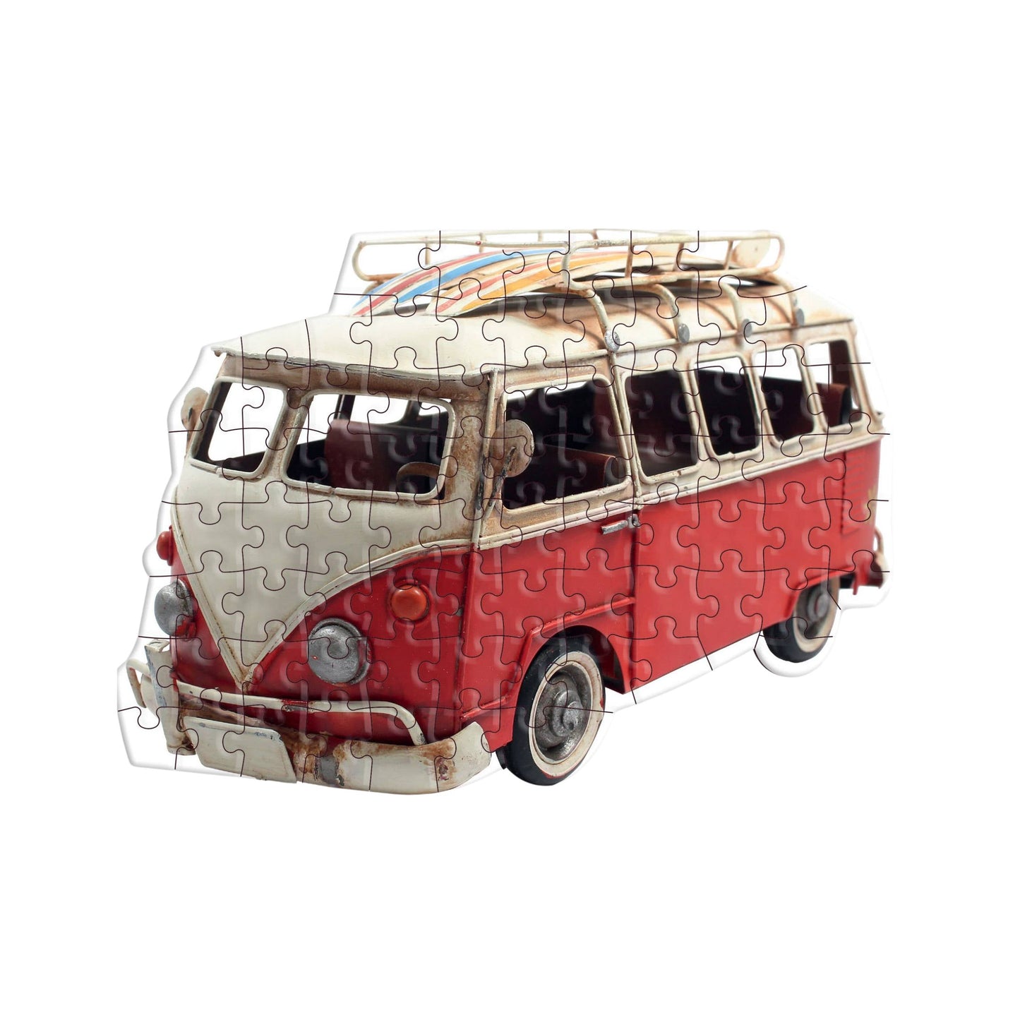 Surf's Up Jiggie Puzzle | Surf Camper Van Shaped Puzzle in Gift Box | Stocking Stuffer Mini Puzzle | 77 Pieces
