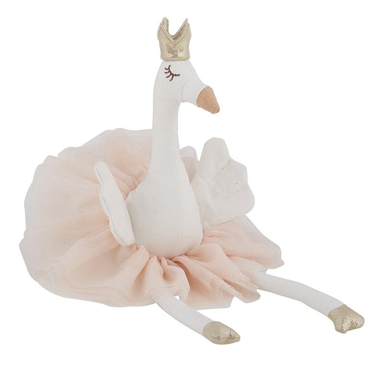 Swan Doll in Pink Tutu and Gold Crown | Baby Toddler Toy | 13.75"