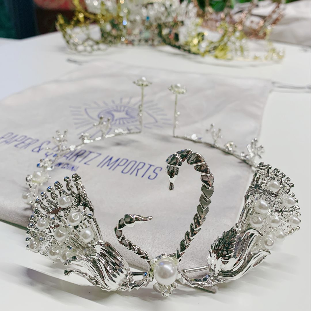 Swan Queen Tiara in Gold or Silver with Pearl Accents