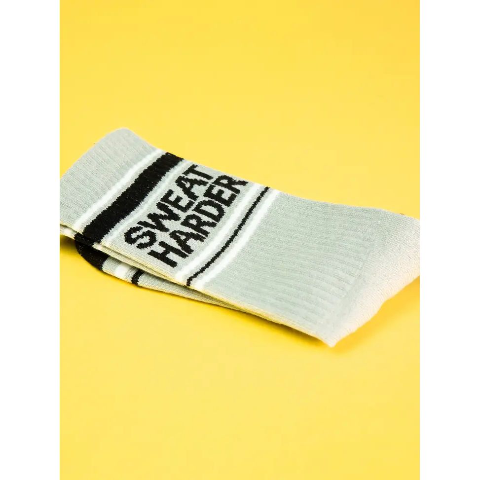 Sweat Harder Gym Crew Socks | Gray Cotton Socks | Unisex