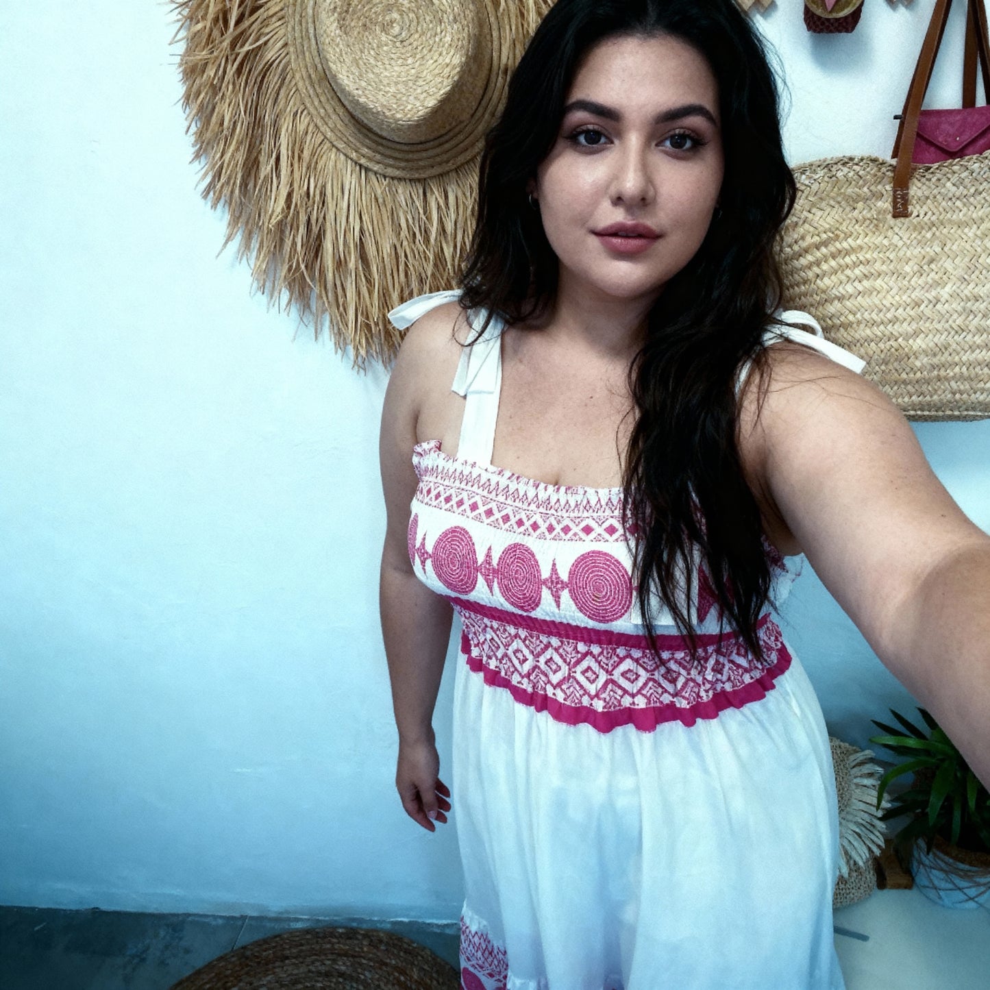 Sweet Bandage Slip Boho Print Dress in Red and White [Available in M-L]