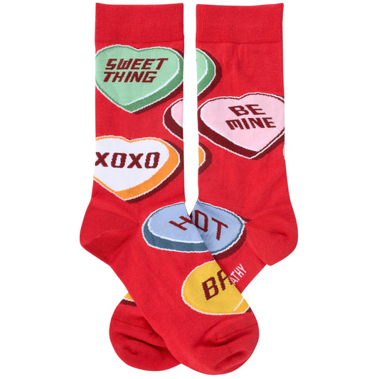 Sweet Thing Conversation Valentine Socks | Candy Heart Novelty Crew Socks