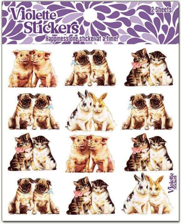 Sweetheart Pets Stickers | 4" x 4" | 2 Sheets