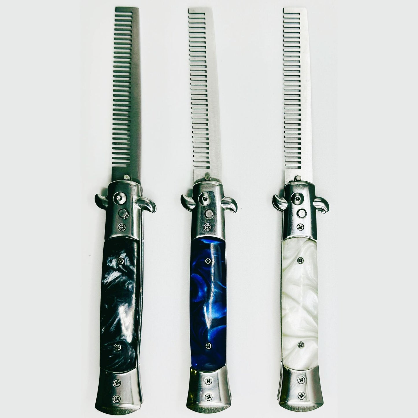 Switchblade Comb | Knife Inspired Hair Comb [Color Options: Black, Blue, White]