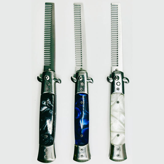 Switchblade Comb | Knife Inspired Hair Comb [Color Options: Black, Blue, White]