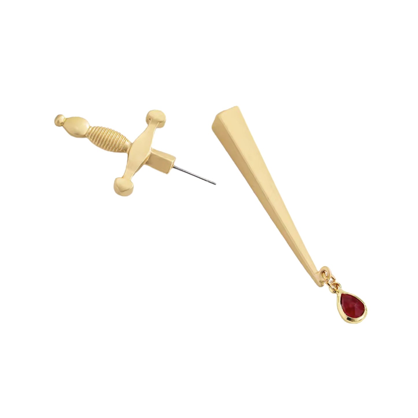 Sword Maiden Single Stabby Earring in Gold or Silver | 3.5" Long Dagger Earrings for Feminists, Goths