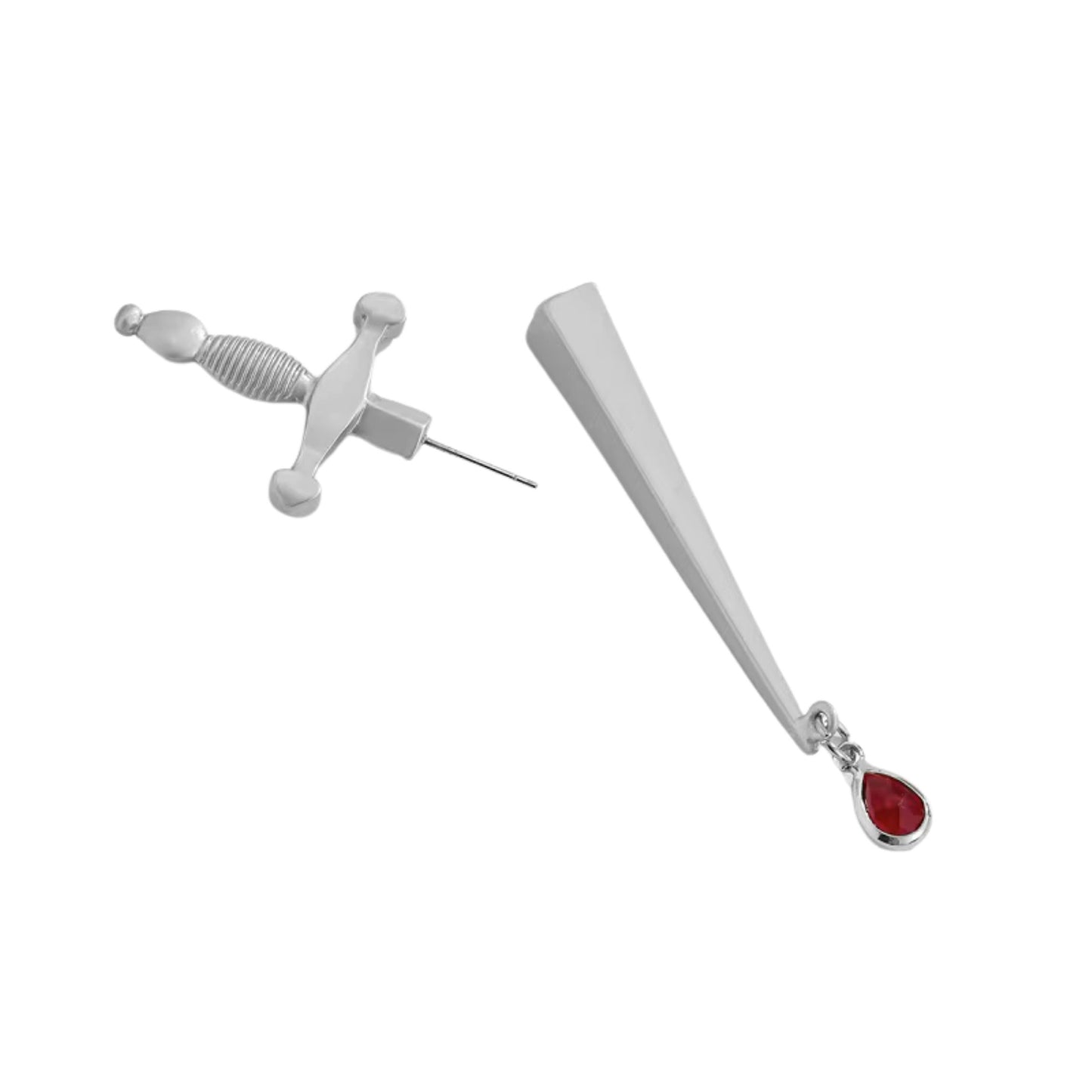 Sword Maiden Single Stabby Earring in Gold or Silver | 3.5" Long Dagger Earrings for Feminists, Goths