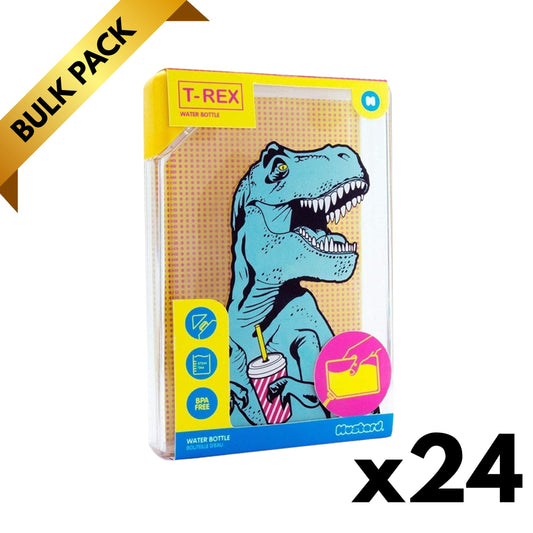 T-Rex Pop Art Water Bottle — Bulk Lot of 24 (Gifting, Events & Resale)-Mustard-The Bullish Store