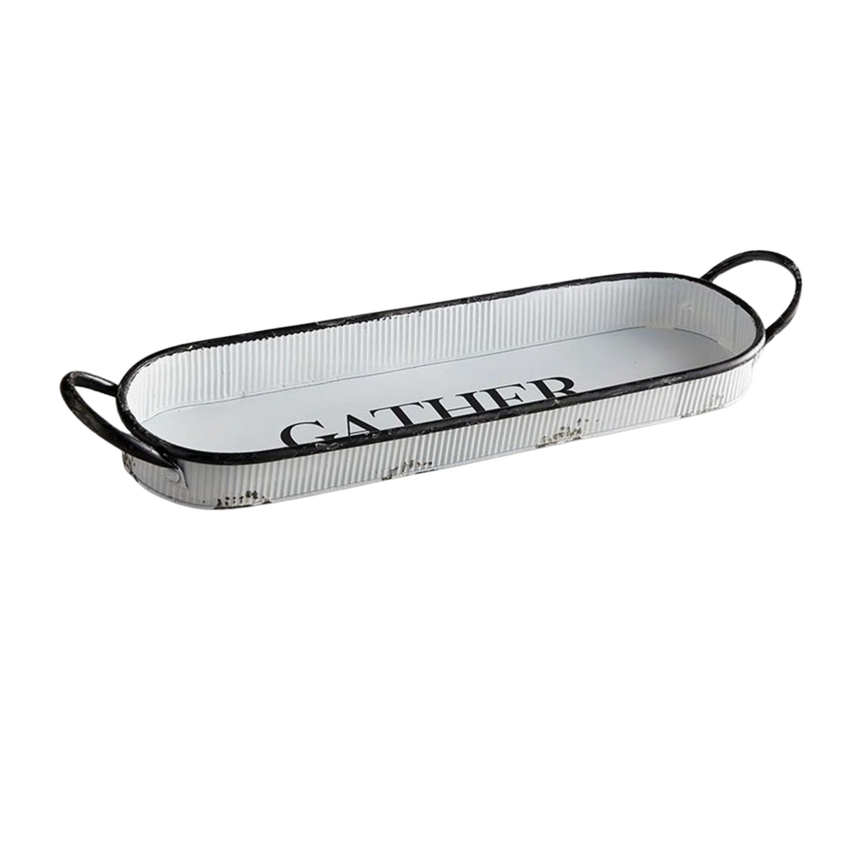 Gather Oval Tray | Decorative Metal Rustic Serving Tray | 20" x 6.5"-47th & Main-The Bullish Store