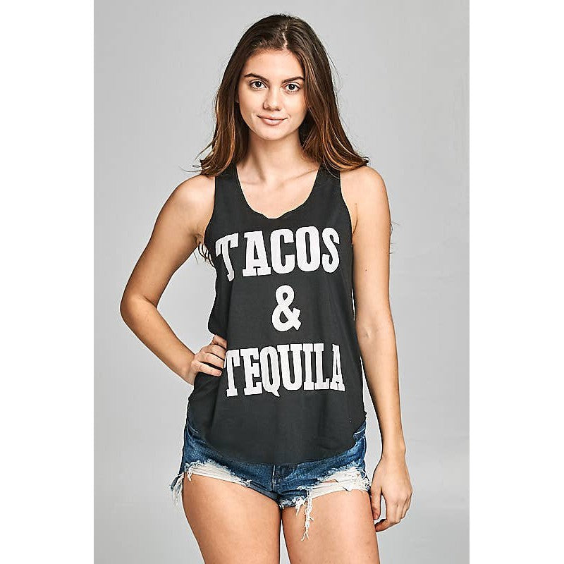 Tacos & Tequila Graphic Tank Top, Yoga Tank [Available in Sizes SM-XL]