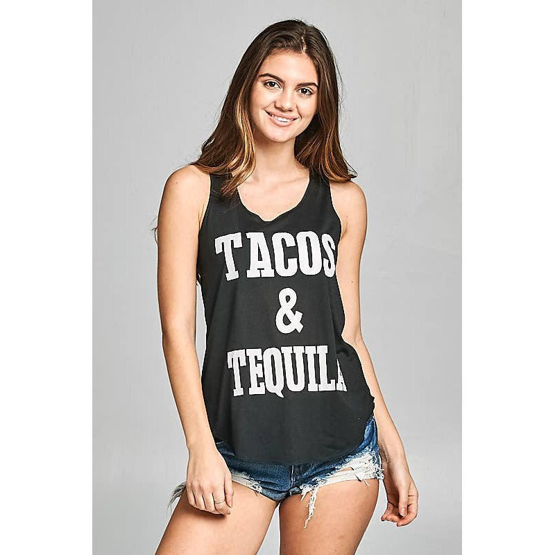 Tacos & Tequila Graphic Tank Top, Yoga Tank [Available in Sizes SM-XL]