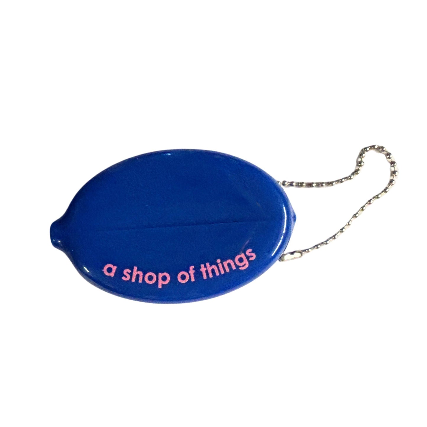 Take Care Coin Pouch Keychain in Blue | Retro Smiley Face