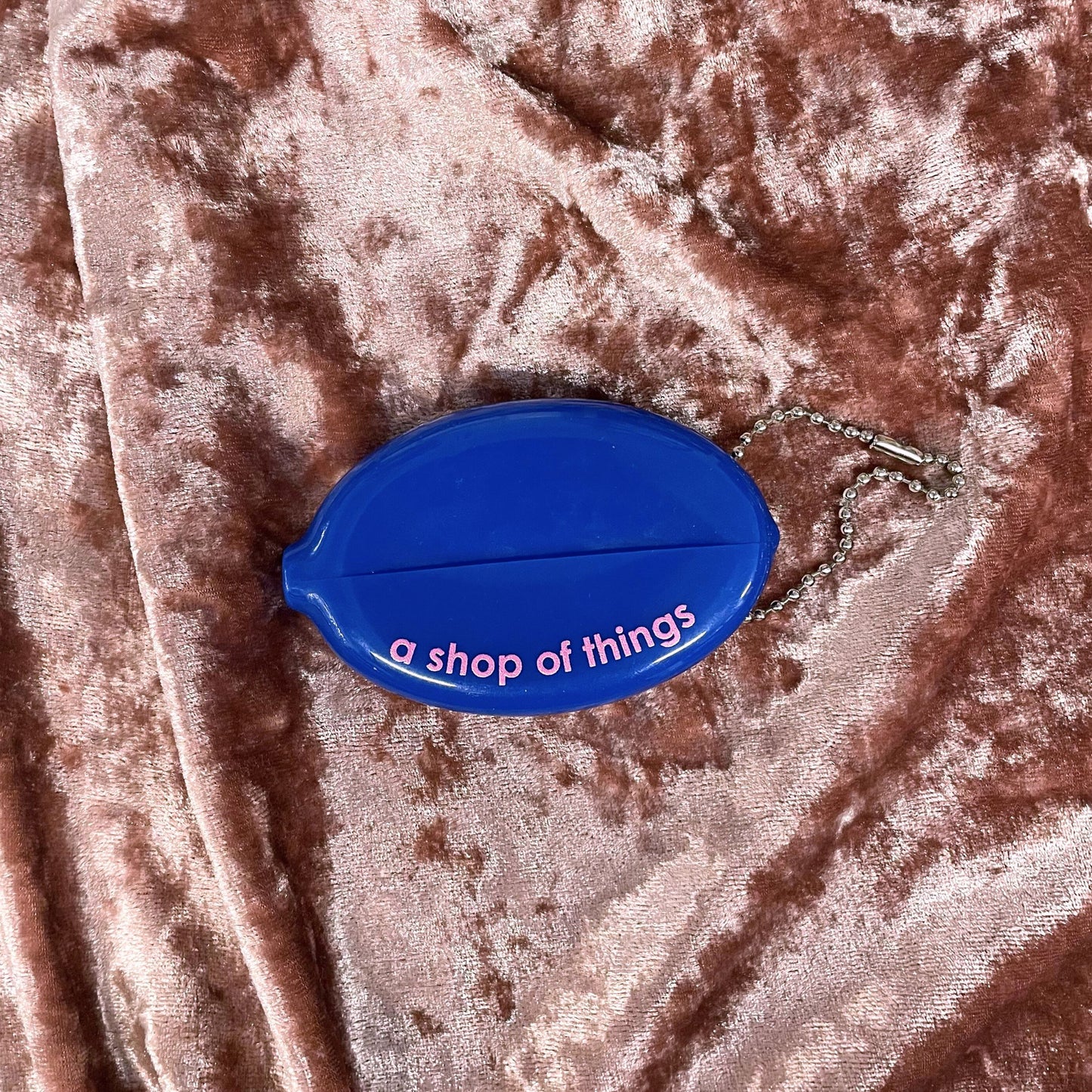 Take Care Coin Pouch Keychain in Blue | Retro Smiley Face