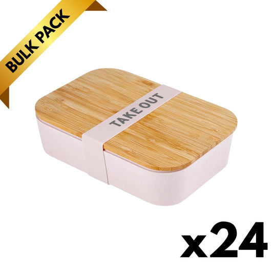 Take Out Bamboo Lunch Box (Blush Pink) — Bulk Lot of 24 (Gifting, Events & Resale)-Santa Barbara Design Studio-The Bullish Store