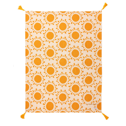 Tangerine Tassel Throw Blanket or Beach Blanket | Extra Large 63" x 79" Woven Snuggle Blanket, Picnic Mat