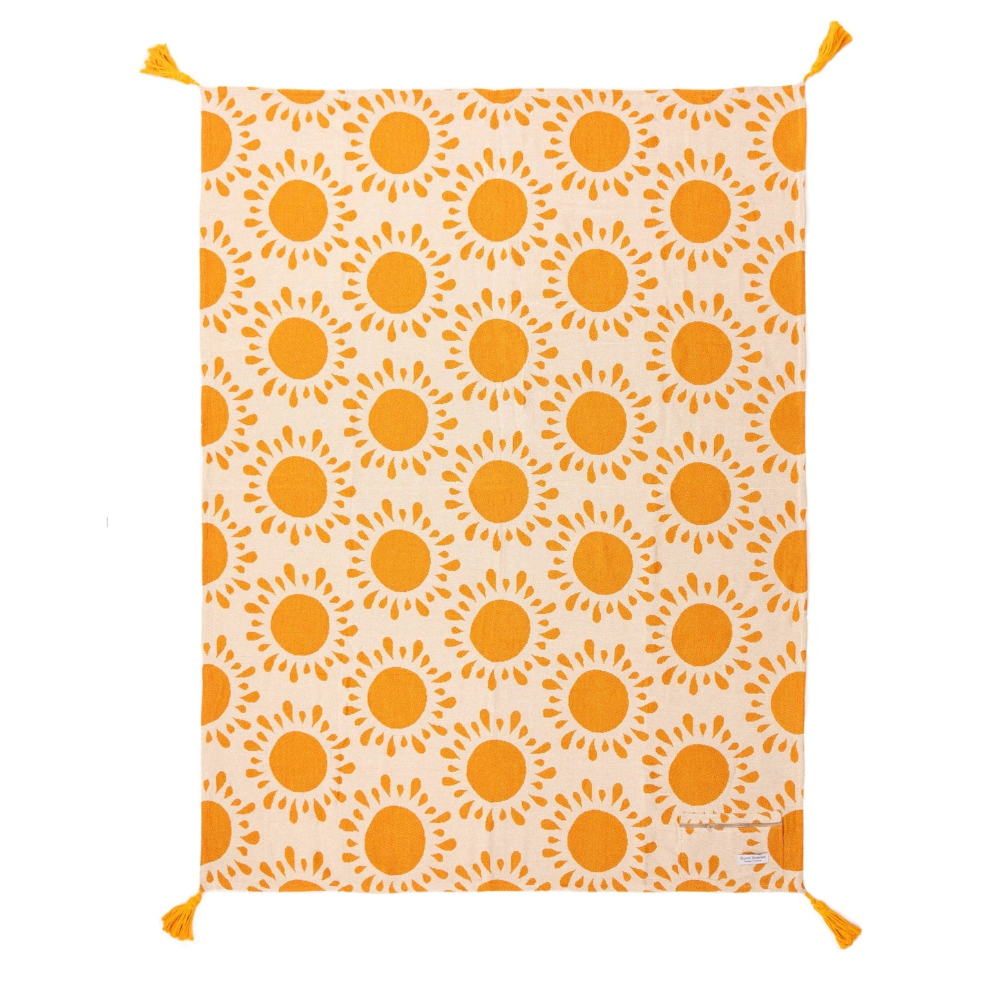 Tangerine Tassel Throw Blanket or Beach Blanket | Extra Large 63" x 79" Woven Snuggle Blanket, Picnic Mat