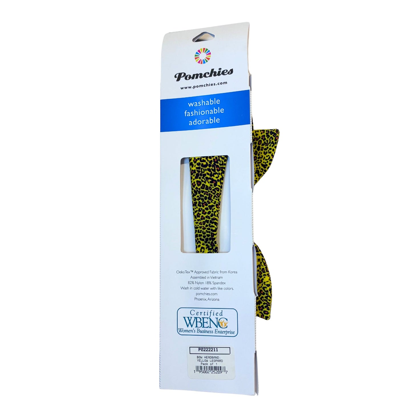 Pomchies packaging with leopard print design on a white background