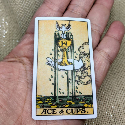Tarot Card Ace Of Cups Vintage Art Vinyl Sticker | 3" x 1.5"