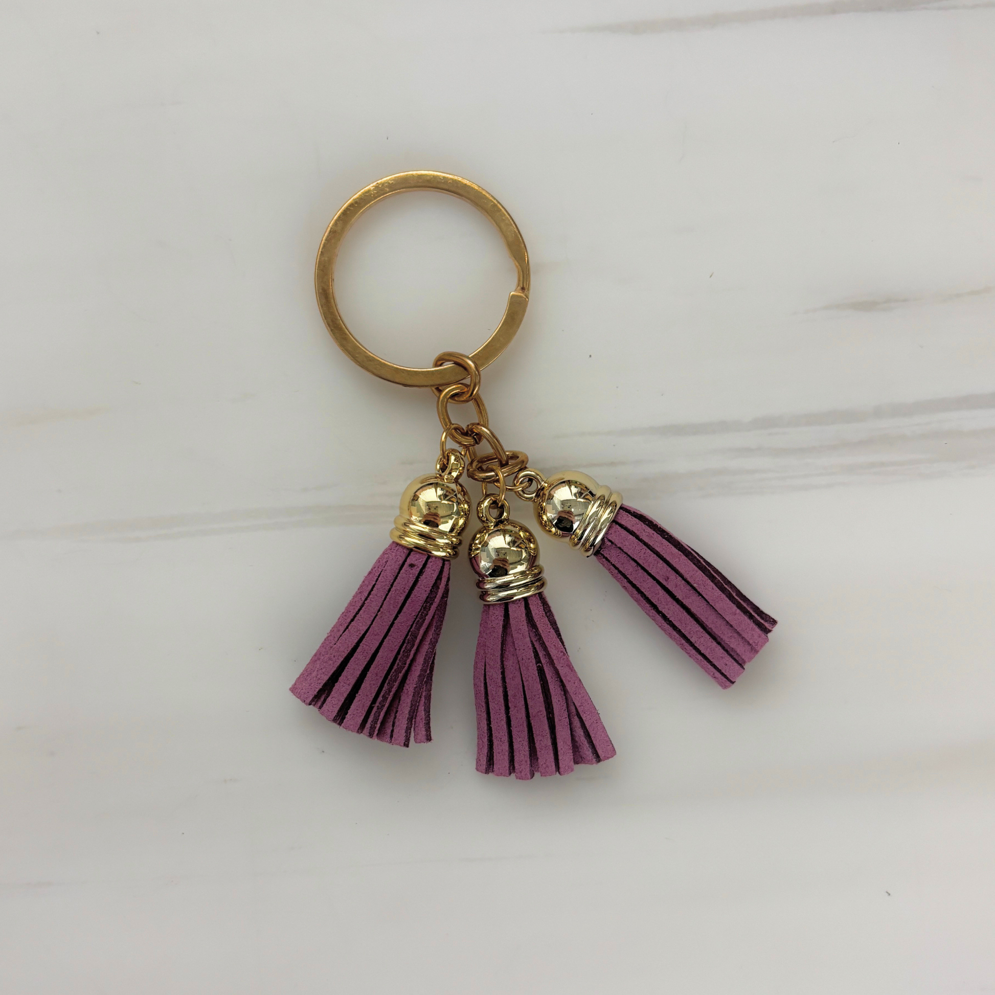Tassel Keychain | Faux Leather | Gold Hardware | 4 Color Styles-Paper & Quartz-The Bullish Store